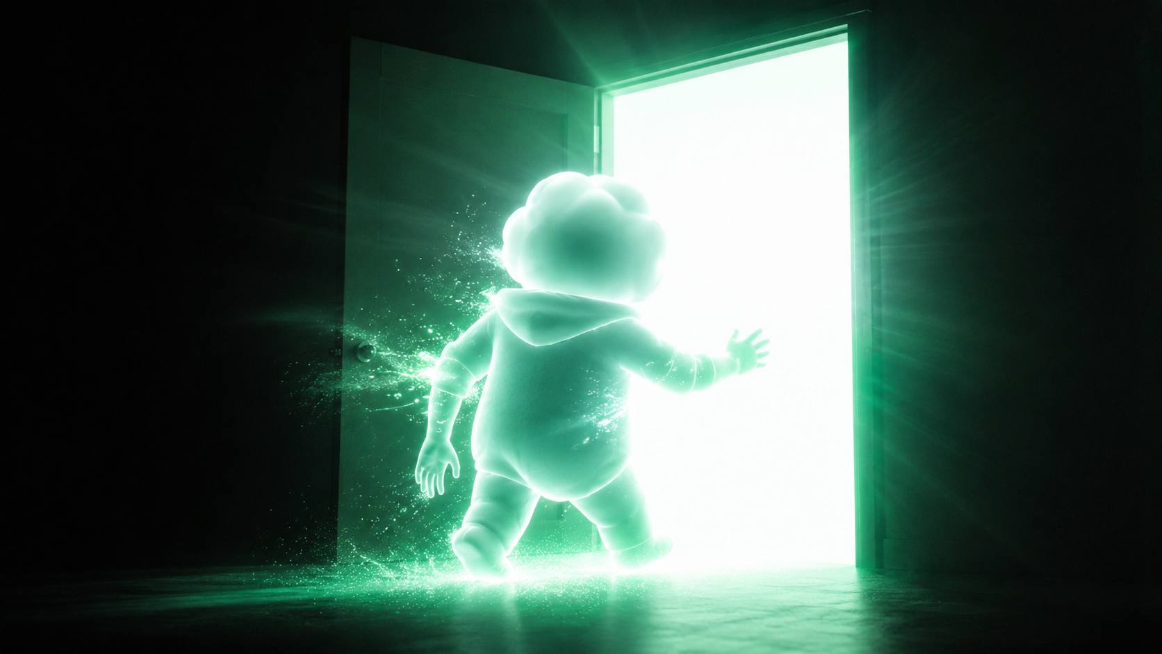 Ascend entering through a green door of light